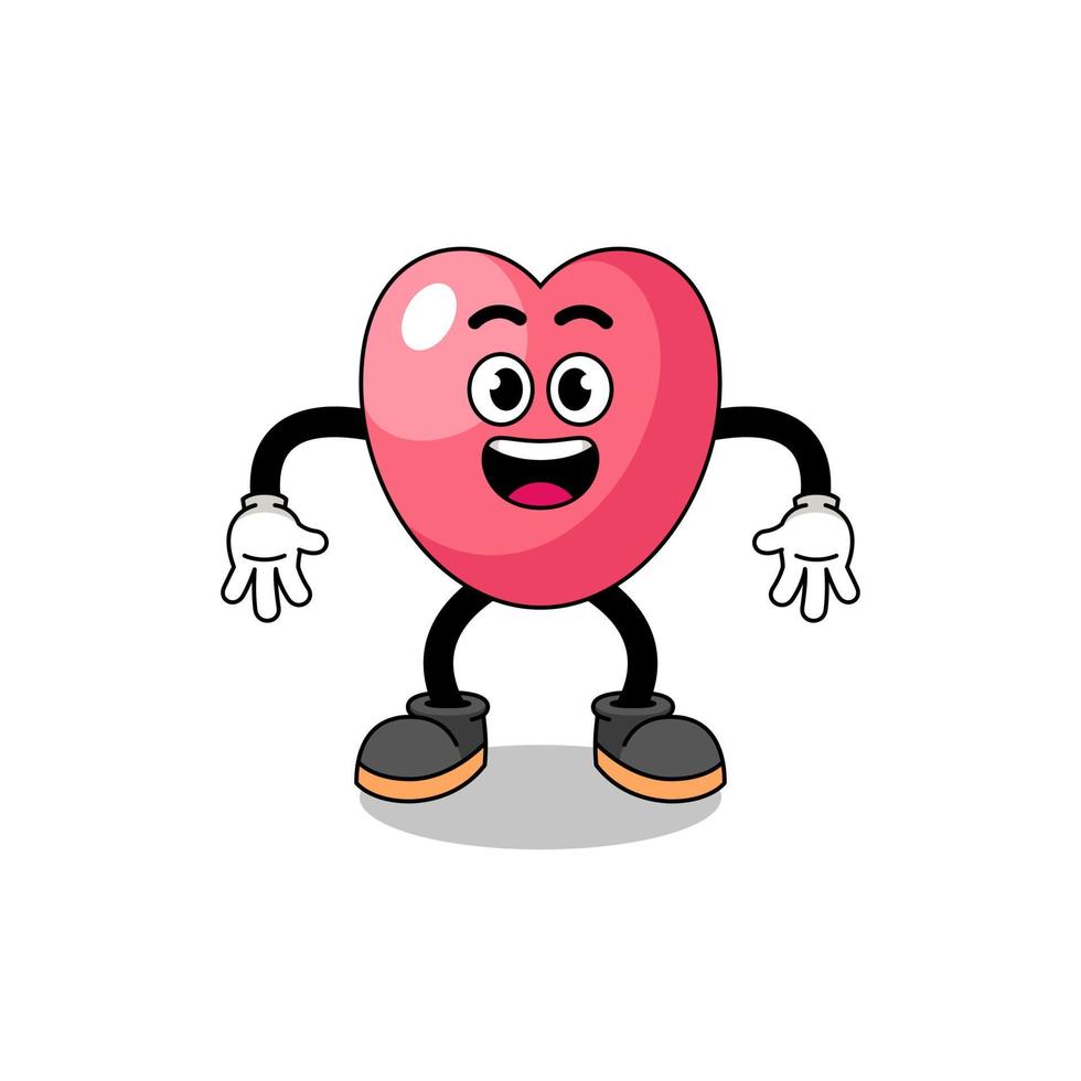 heart symbol cartoon with surprised gesture vector
