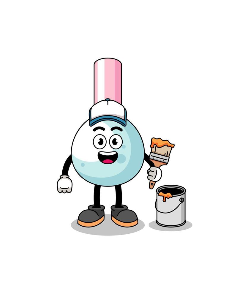 Character mascot of cotton bud as a painter vector