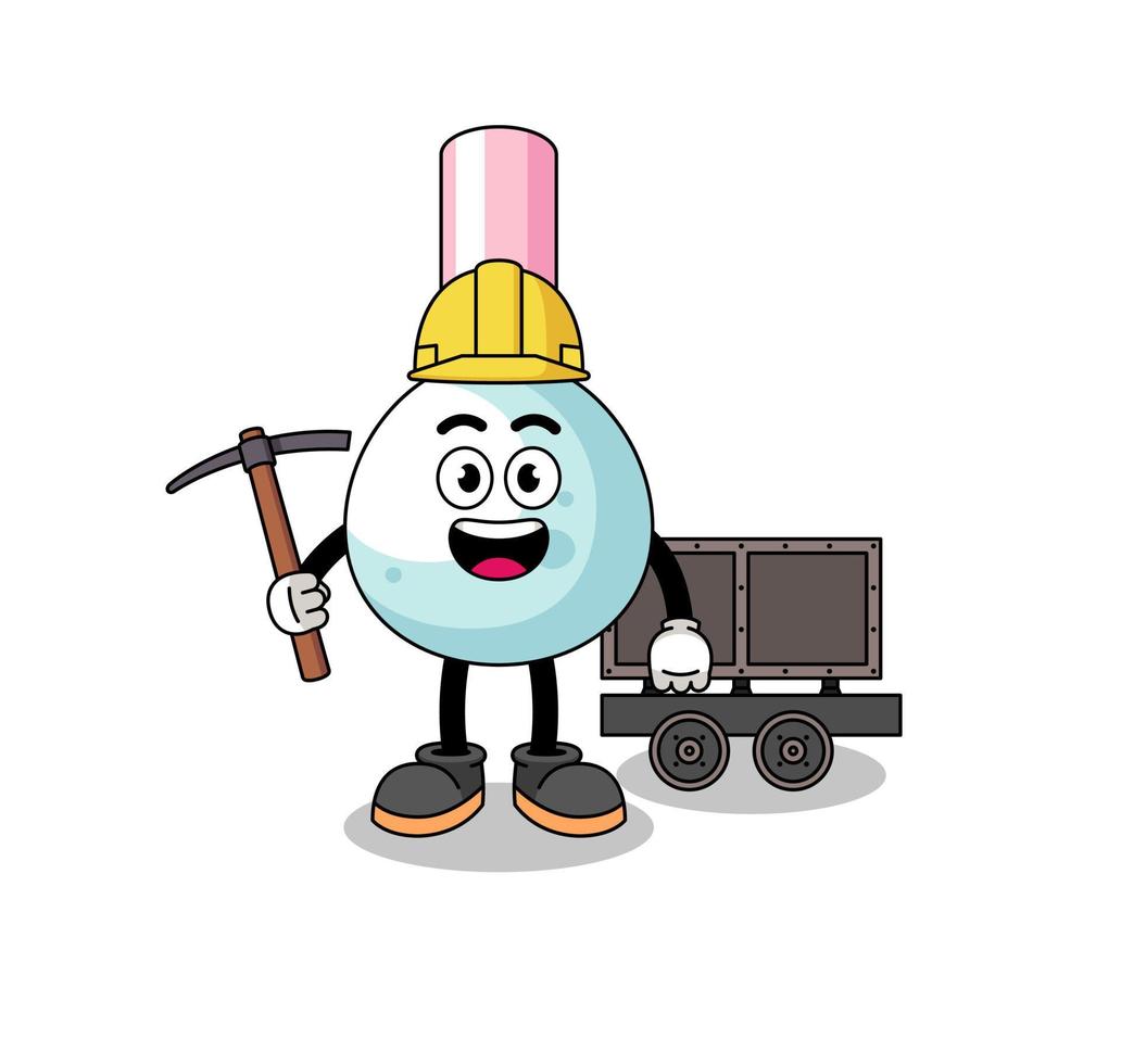 Mascot Illustration of cotton bud miner vector