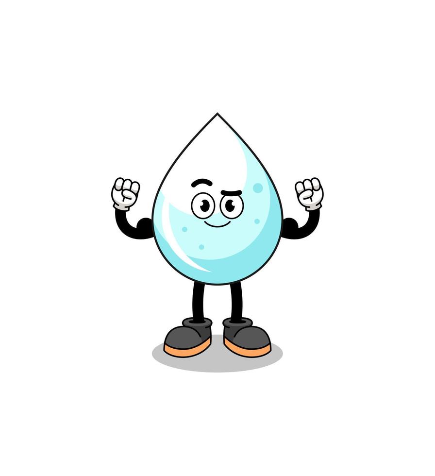 Mascot cartoon of milk drop posing with muscle vector