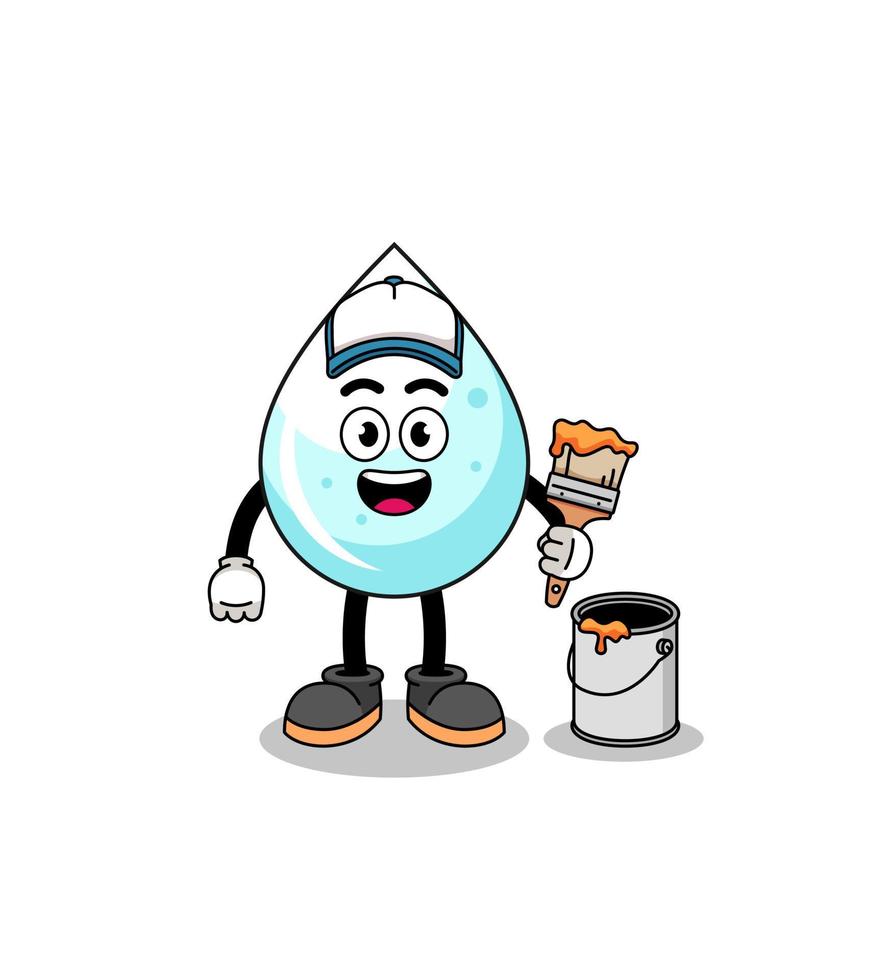 Character mascot of milk drop as a painter vector