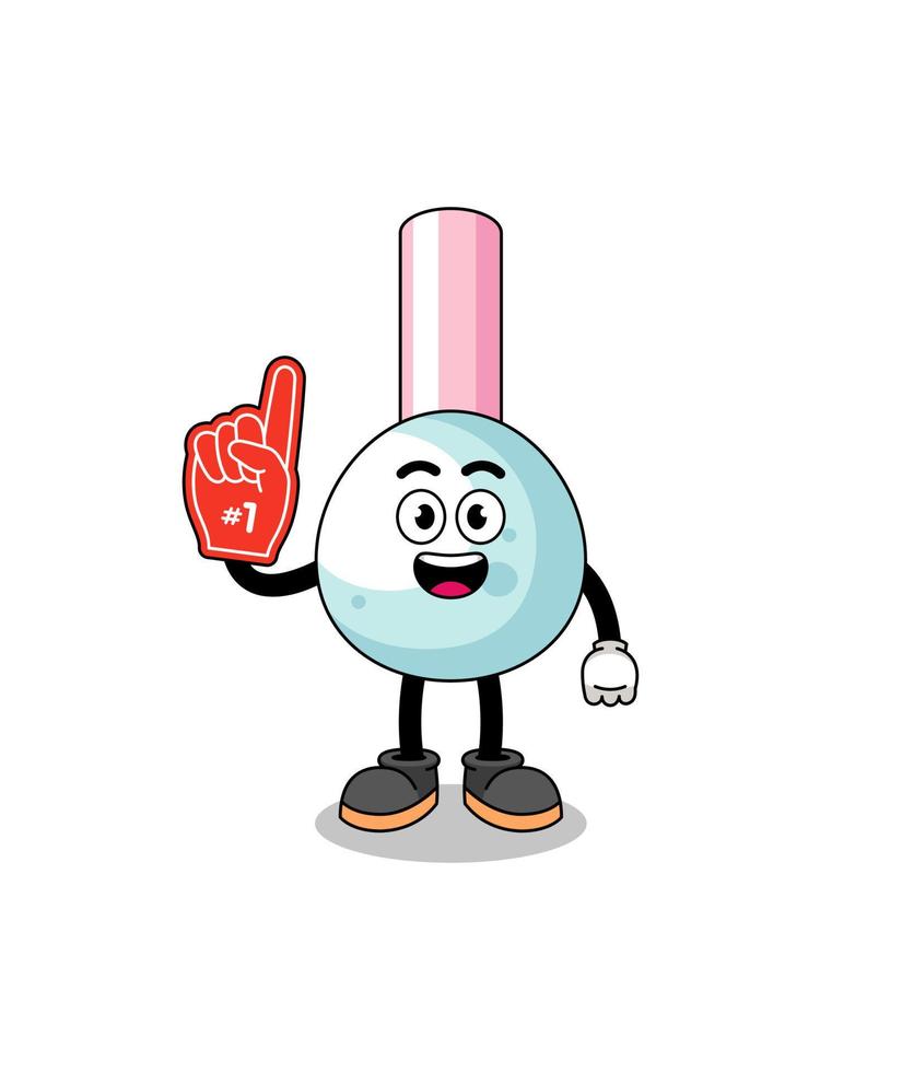 Cartoon mascot of cotton bud number 1 fans vector