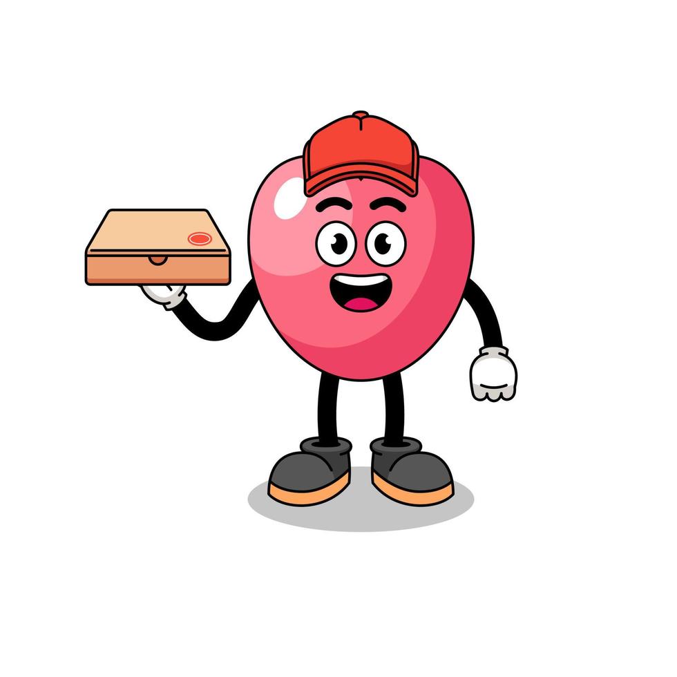 heart symbol illustration as a pizza deliveryman vector