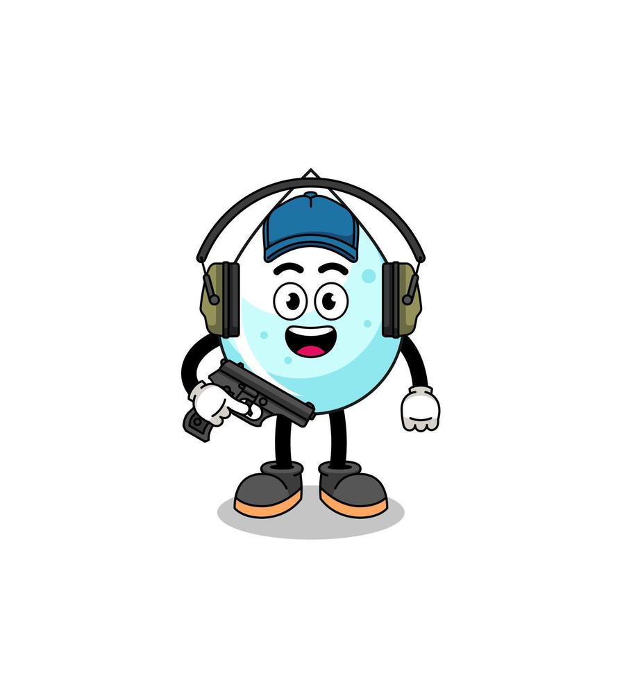 Character mascot of milk drop doing shooting range vector