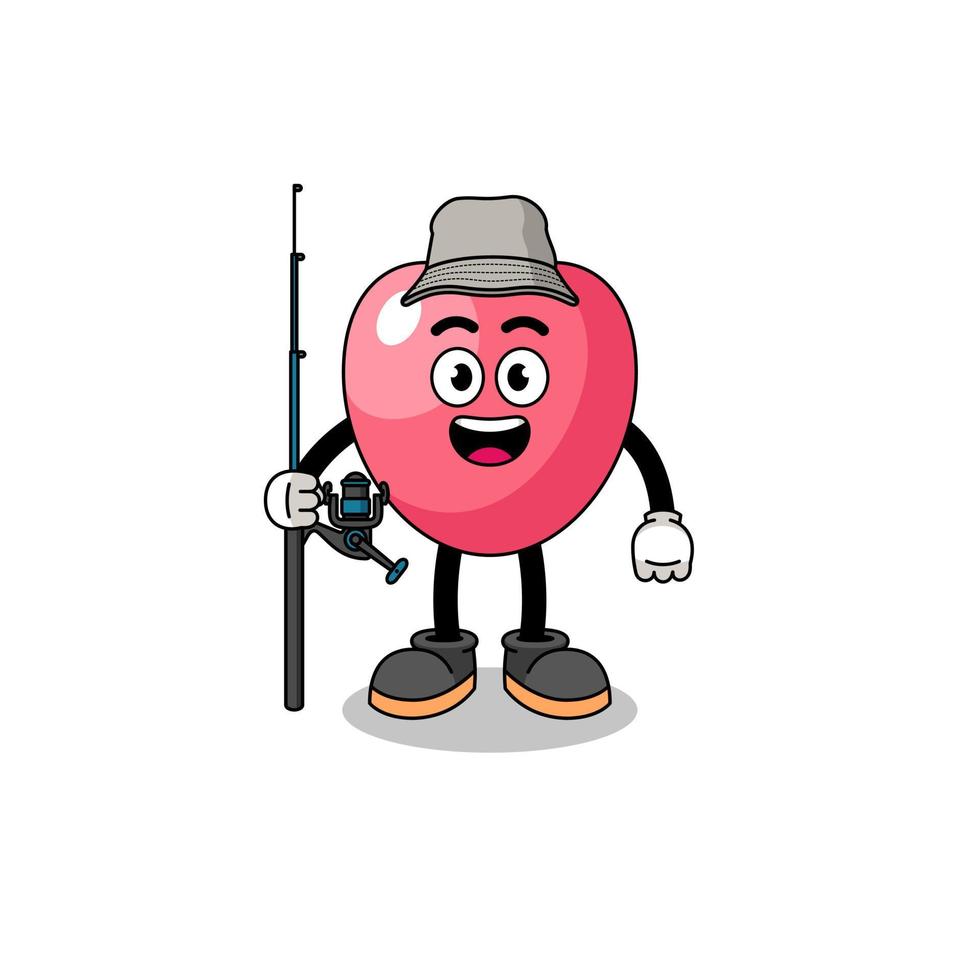 Mascot Illustration of heart symbol fisherman vector