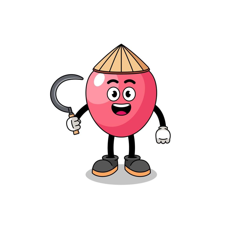 Illustration of heart symbol as an asian farmer vector