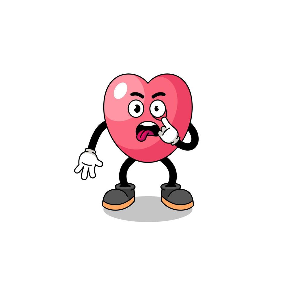 Character Illustration of heart symbol with tongue sticking out vector