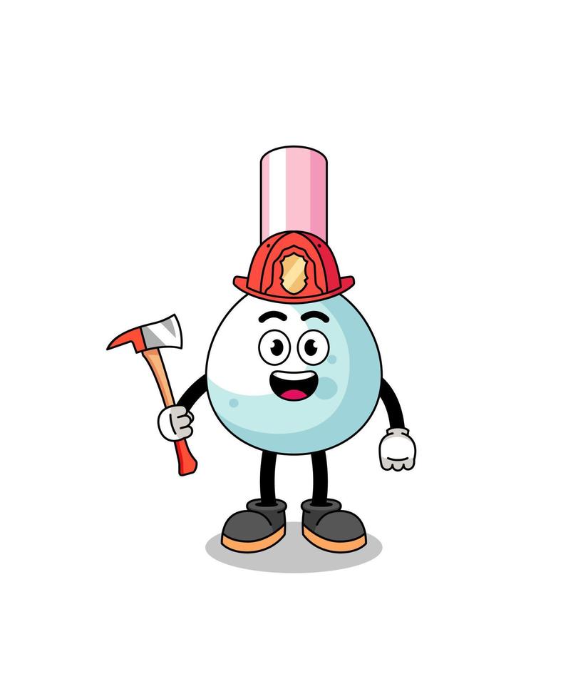 Cartoon mascot of cotton bud firefighter vector