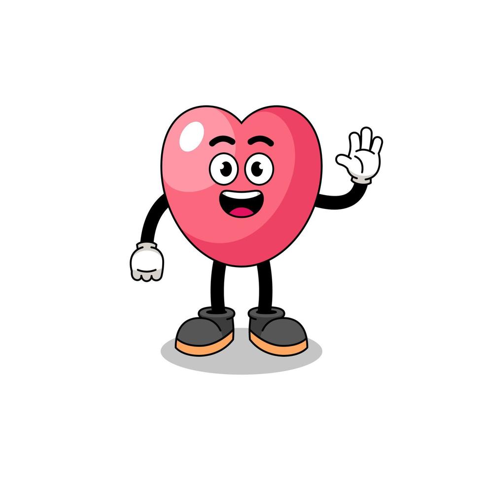 heart symbol cartoon doing wave hand gesture vector