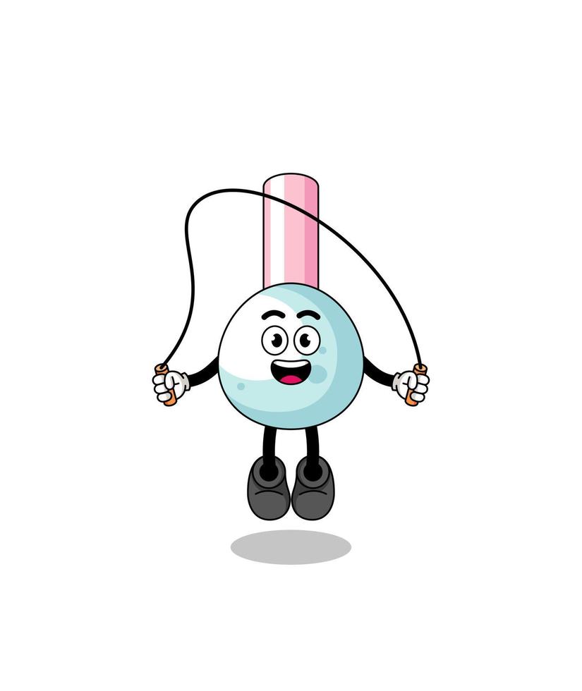 cotton bud mascot cartoon is playing skipping rope vector