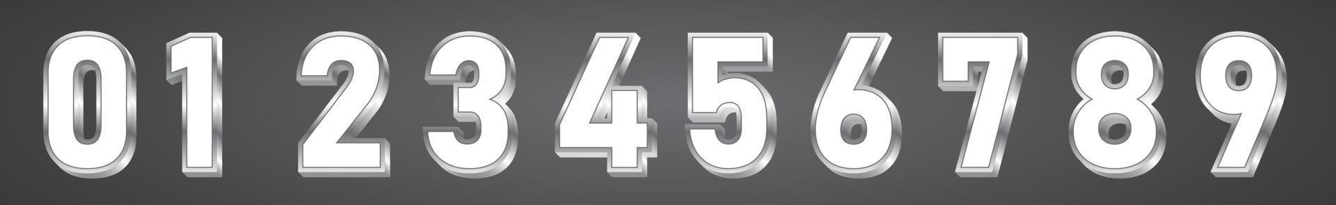 Numbers 3D letters 3D numbers number fonts gradation strength steel vector