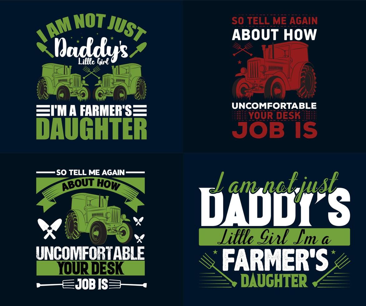 Farmer T-Shirt Design Bundle, Print Ready Farming T-shirt Design Set vector