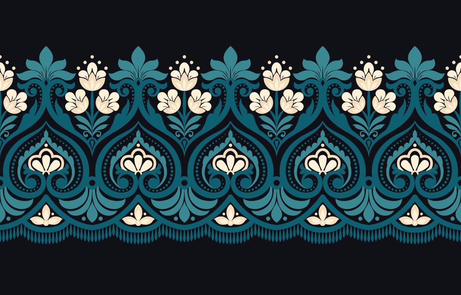 Ethnic floral ikat seamless pattern. floral bohemian, Indian elements. vector