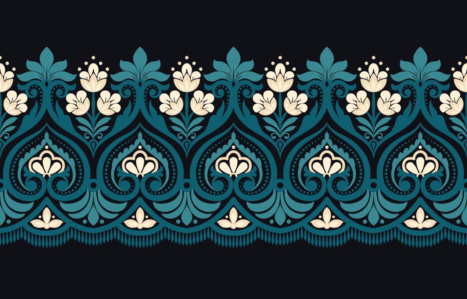 Ethnic floral ikat seamless pattern. floral bohemian, Indian elements. vector