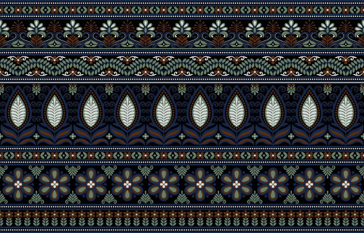 diseño tradicional de patrón étnico geométrico para fondo, alfombra, papel pintado, ropa, envoltura, batik, tela, sarong, estilo de bordado de ilustración vectorial. vector