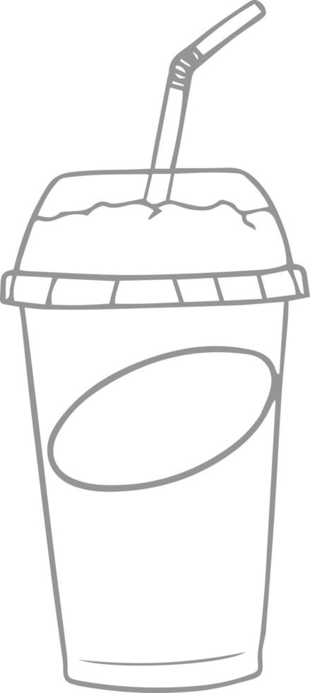 Plastic glass with a cocktail and a straw icon. vector