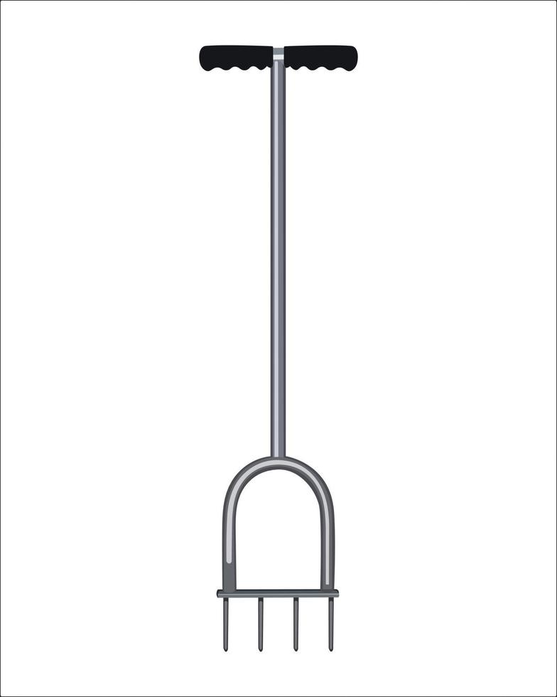 Vector Illustration of Manual Hand Twist tiller garden claw cultivator with big claw isolated on white background. Gardening hand tools