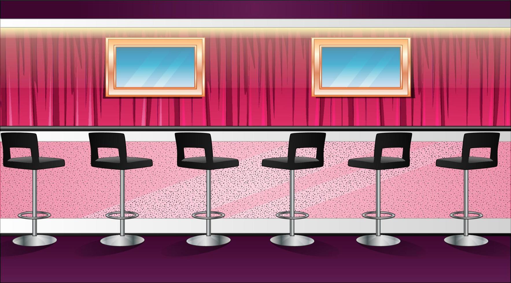 Night Out Bar Background Scene. Vector Illustration