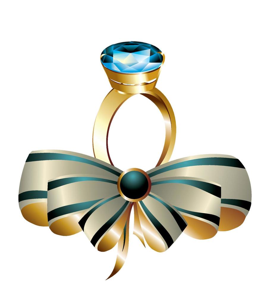 Ring with ribbon. Veding design vector
