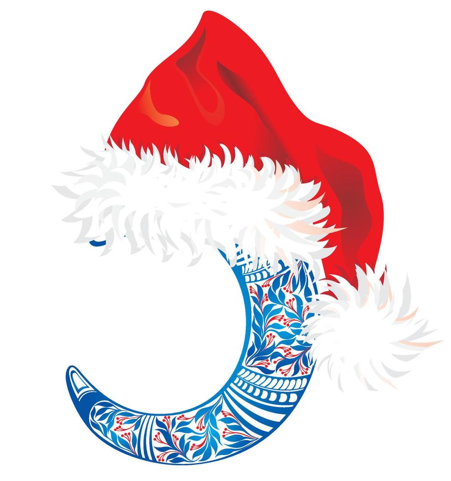 Christmas background. Moon in hat vector