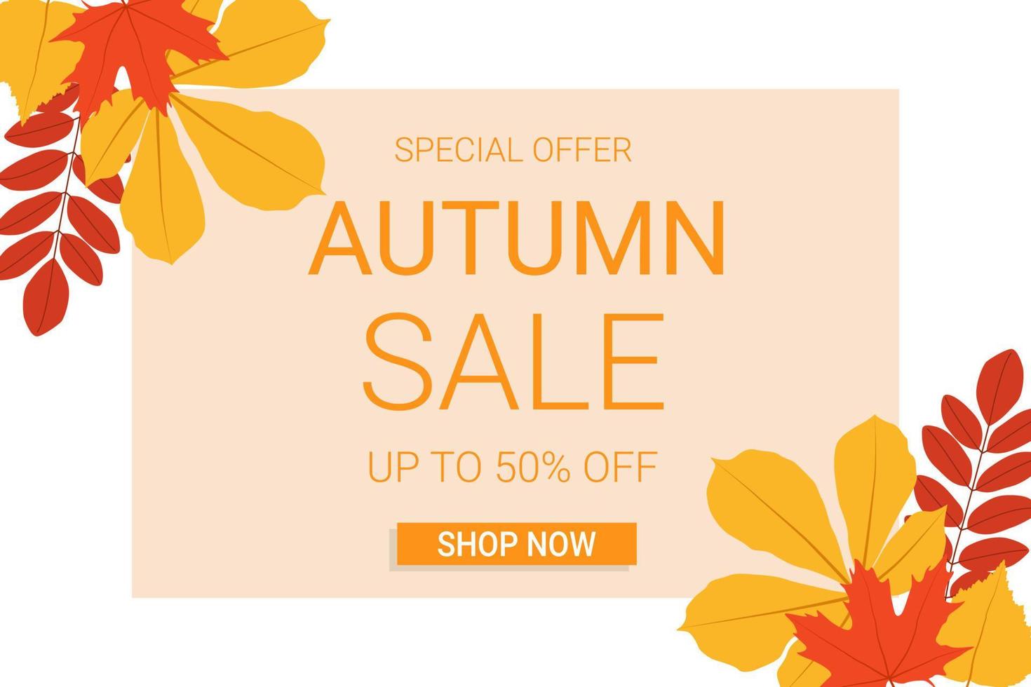 Autumn sale banner with yellow and red leaves. Fall background. Best for shopping sale, promo poster or web banner. vector