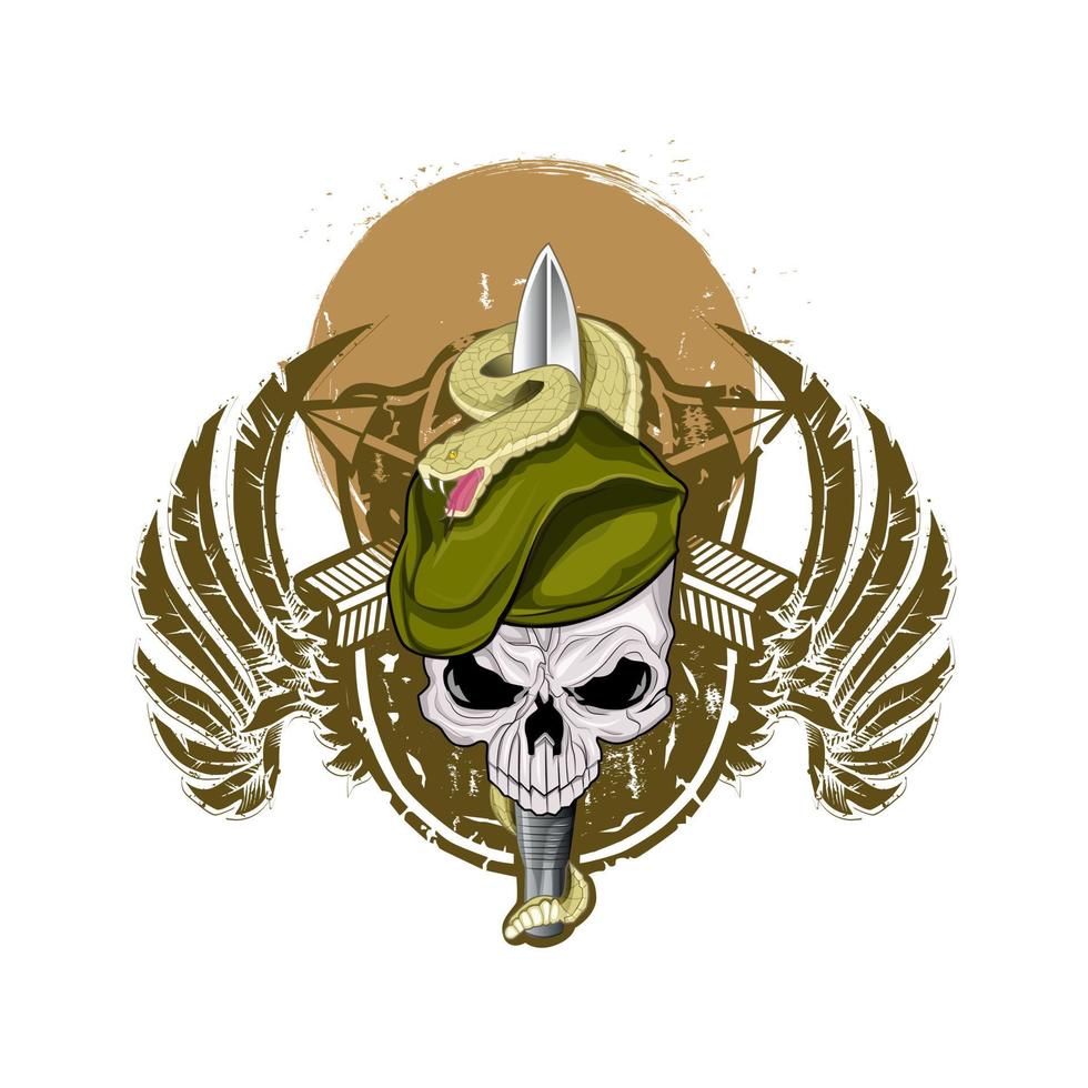 Skull army logo. Skull military mascot logo vector