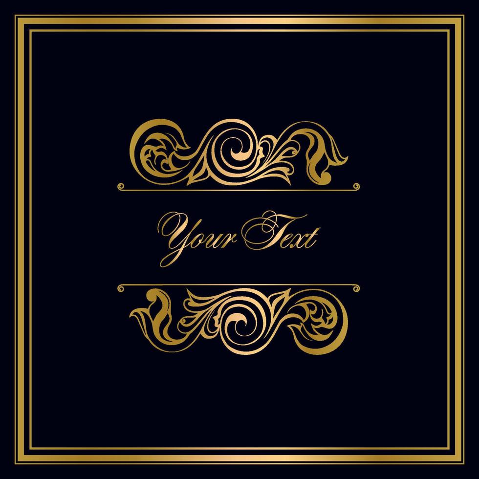 frame with damask vintage baroque scrol ornament swirl vector