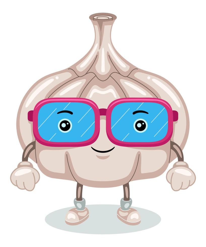 Ilustración de vector de personaje de mascota de ajo lindo