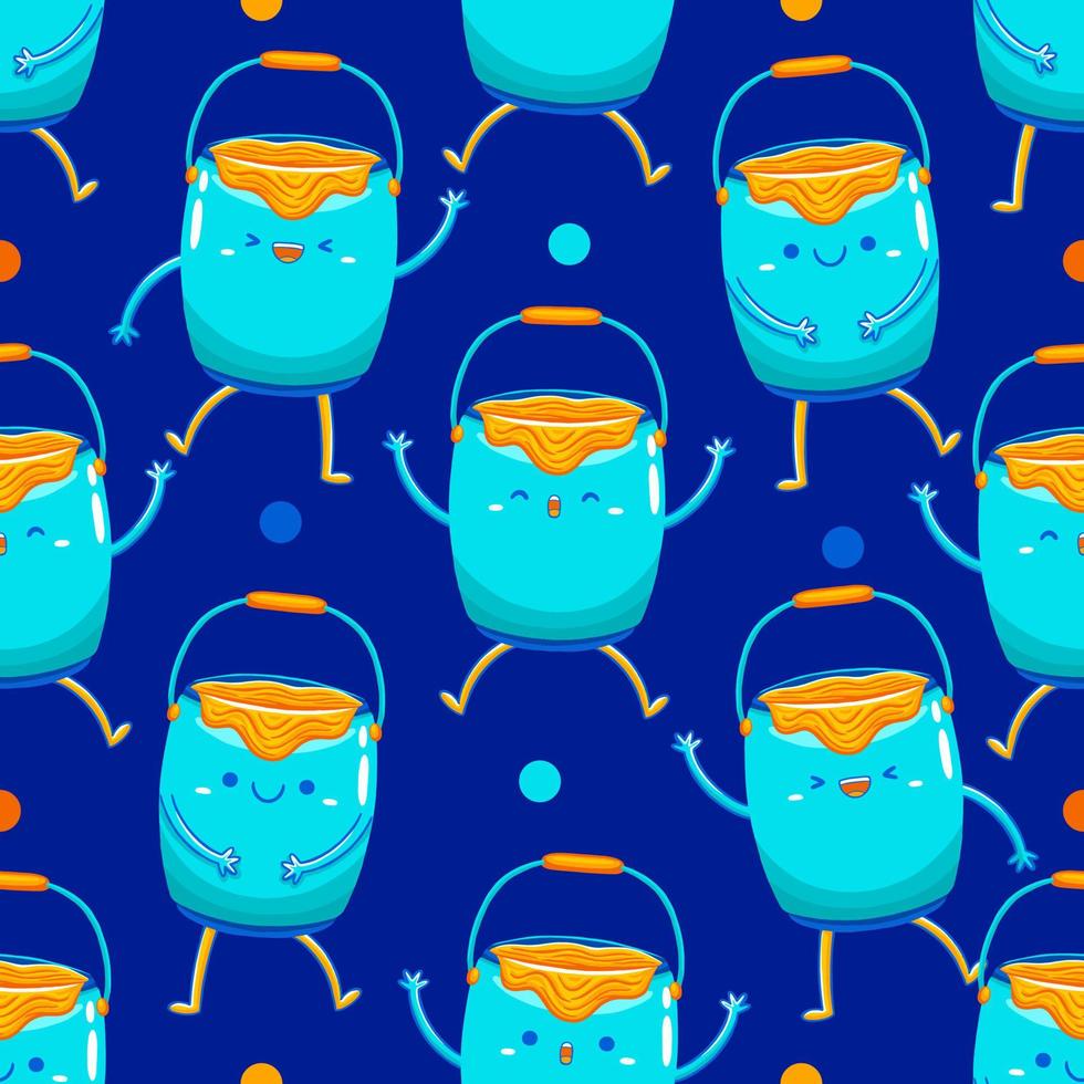 Paint Bucket Mascot Seamless Pattern vector