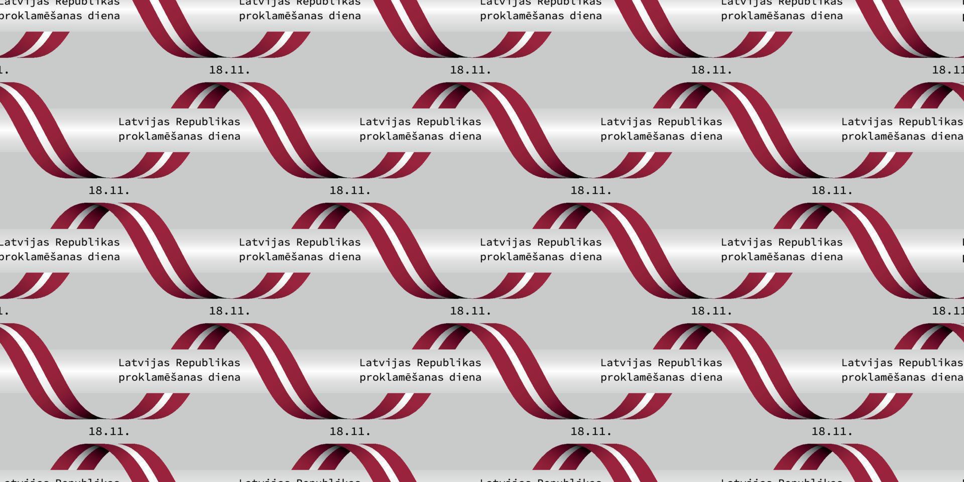 Beautiful solemn Latvian flag and Latvian languages quote for Independence Day seamless pattern on grey background vector