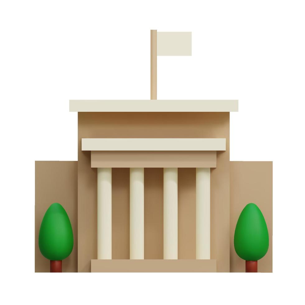 3d Bank or courthouse icon. Architecture building with columns. Online banking, Public Finance Department Audit, Tax Office, transactions, exchange, ATM, giving out money, service Concept. Vector