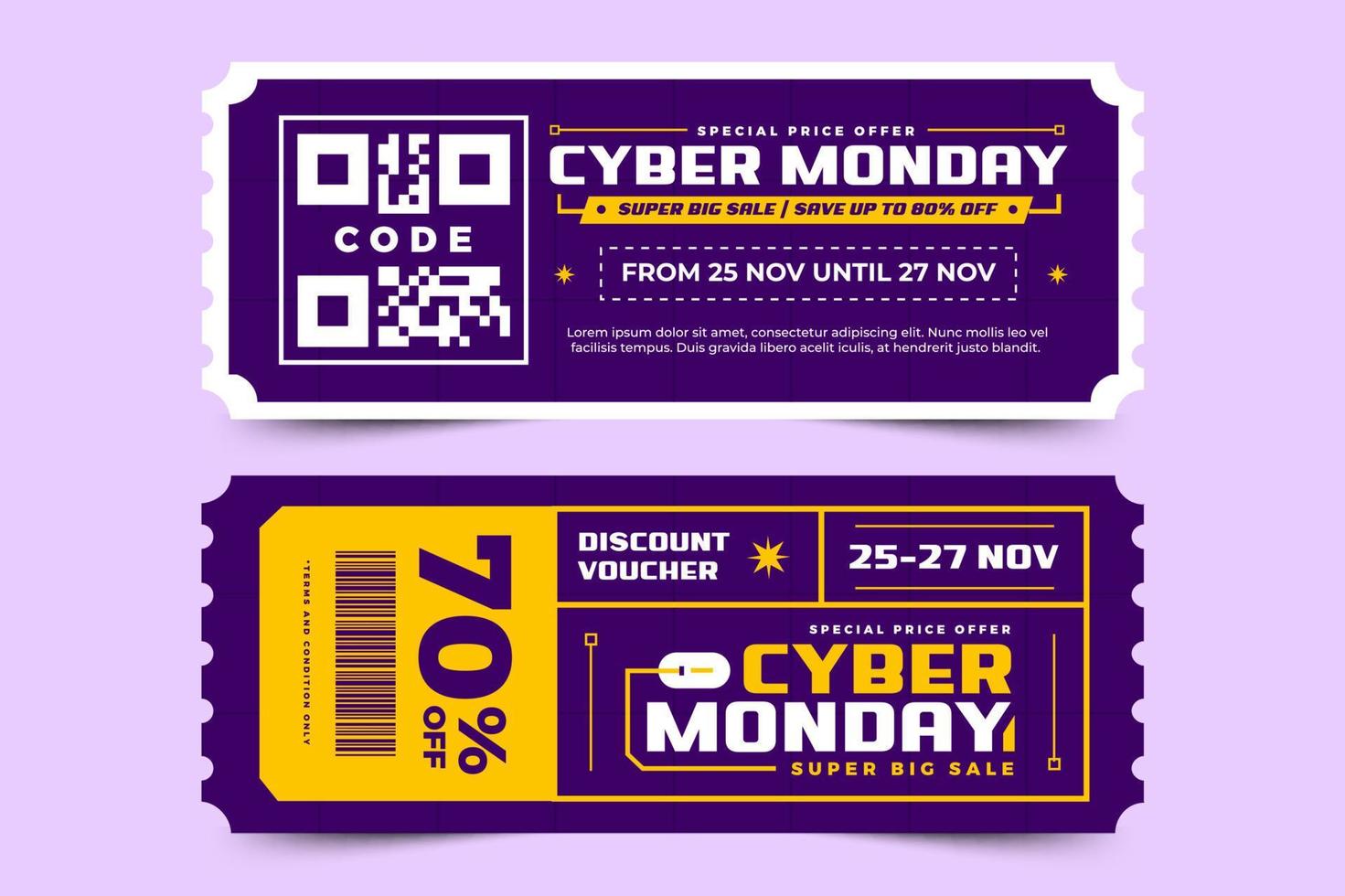 Cyber Monday voucher or ticket design template vector