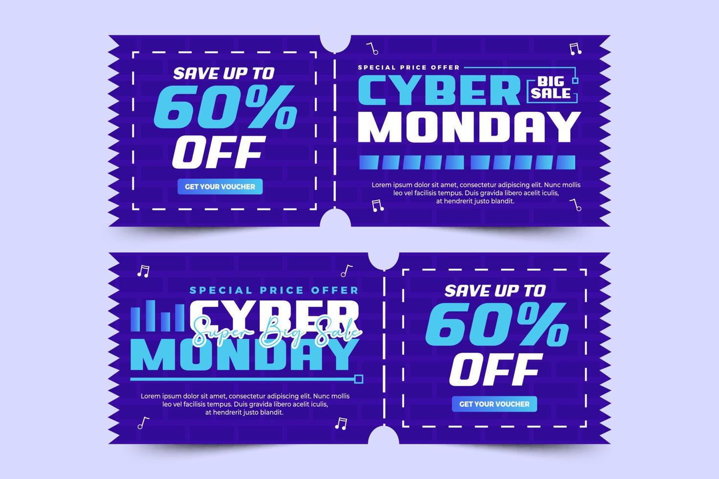 Cyber Monday voucher or coupon design template vector