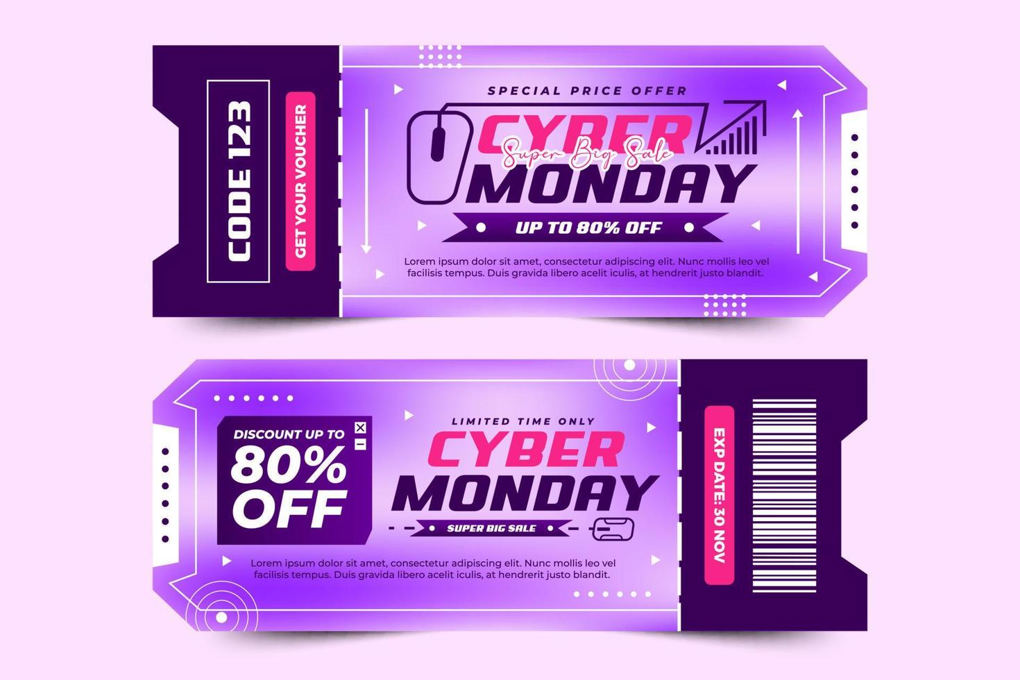 Cyber Monday voucher or coupon design template vector