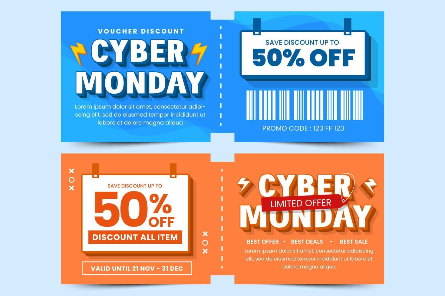 Cyber Monday voucher or ticket design template vector