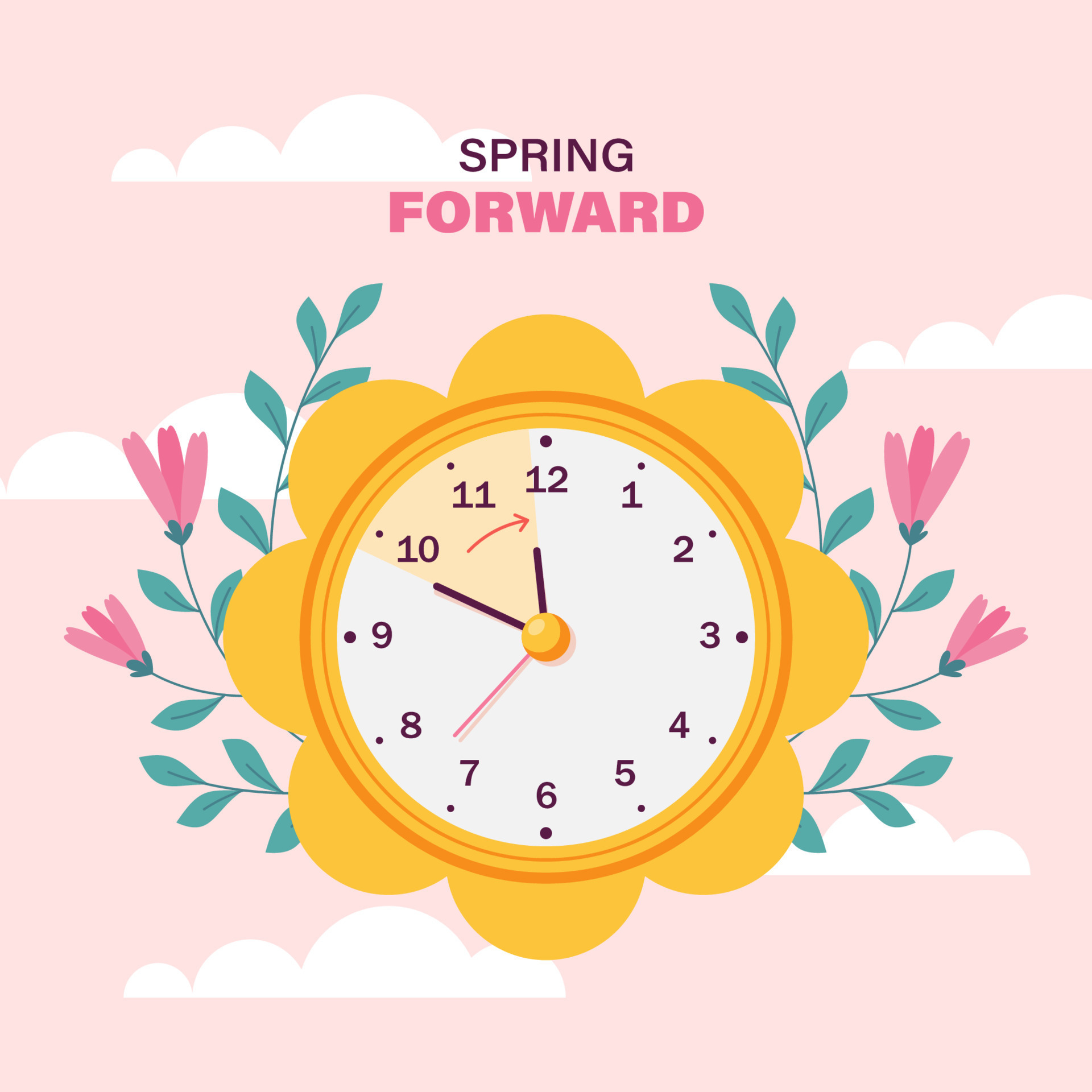 Flat spring forward illustration 13992180 Vector Art at Vecteezy
