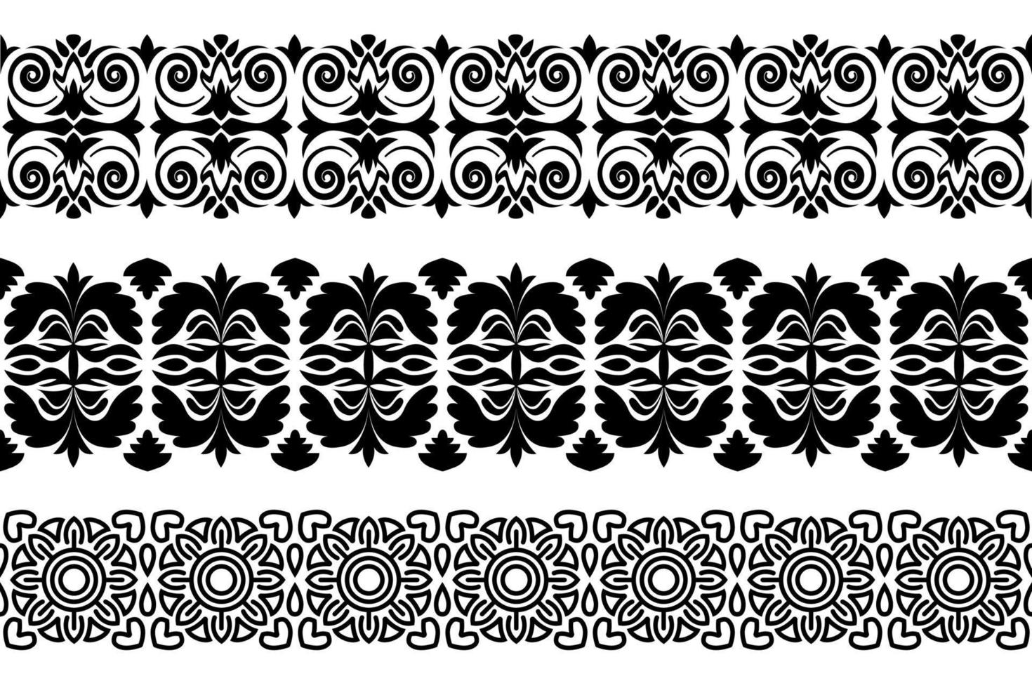 Black and white ornate trim pattern. Seamless monochrome lace. Endless repeating pattern. vector
