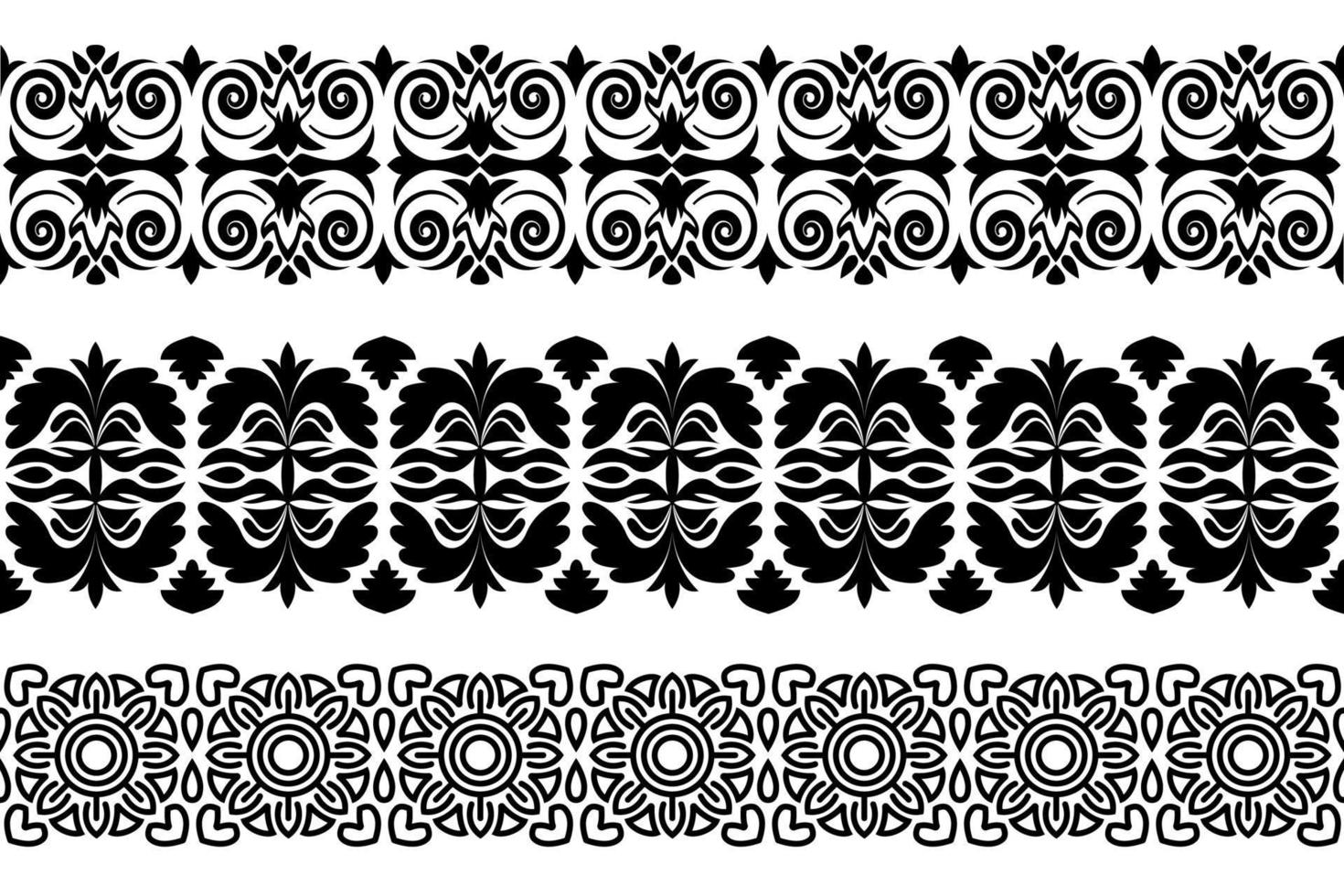 Black and white ornate trim pattern. Seamless monochrome lace. Endless repeating pattern. vector