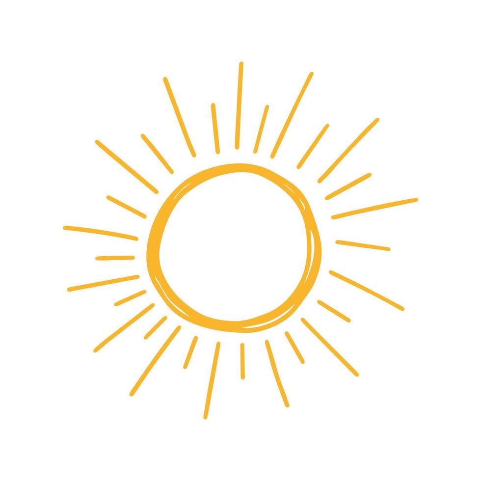 Sun doodle. Hand drawn vector illustration isolated on white background