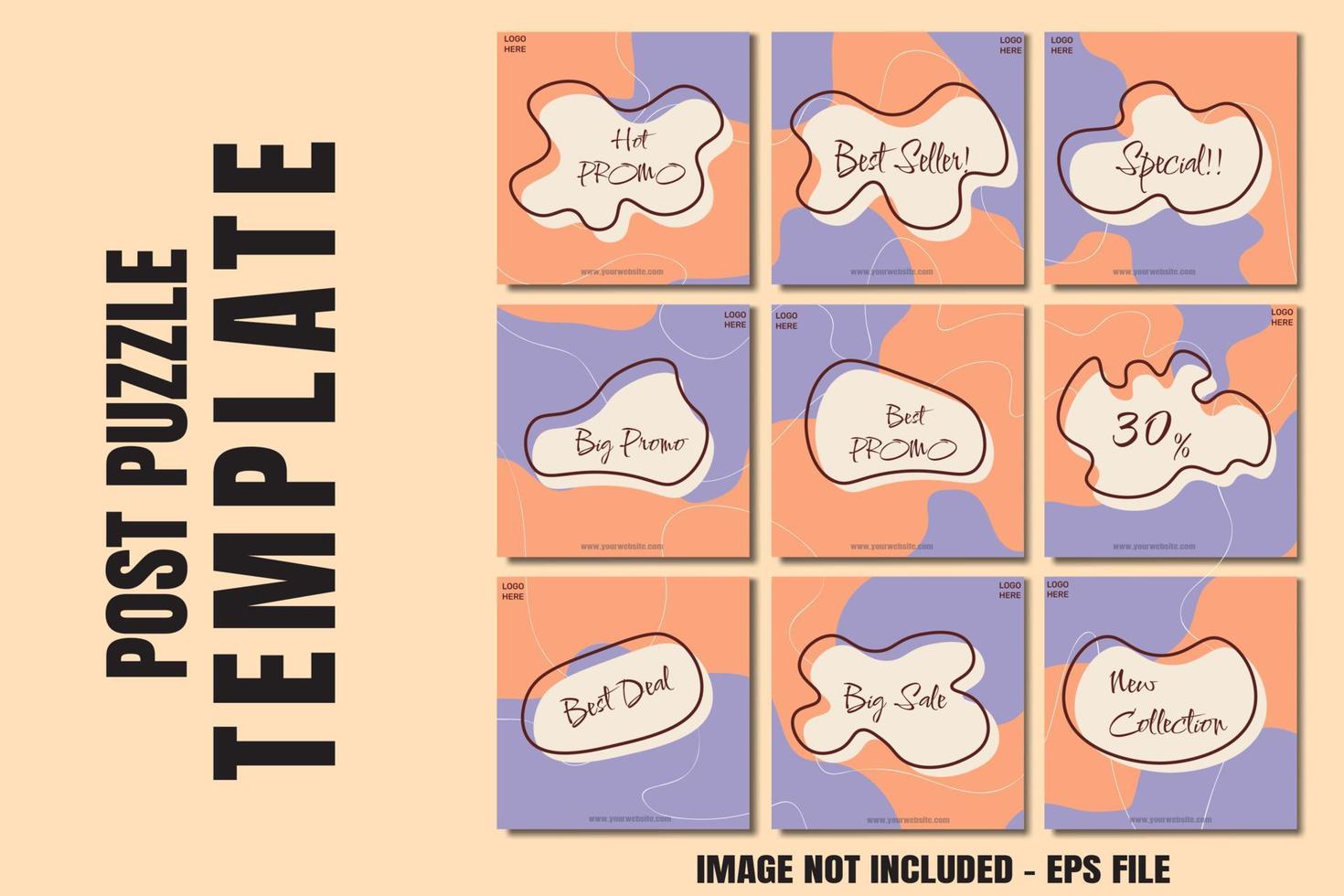 set of colorful social media puzzle feed templates vector