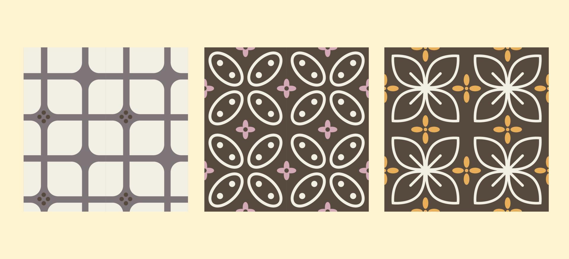 BATIK PATTERN SET. BATIK KAWUNG DESIGN vector