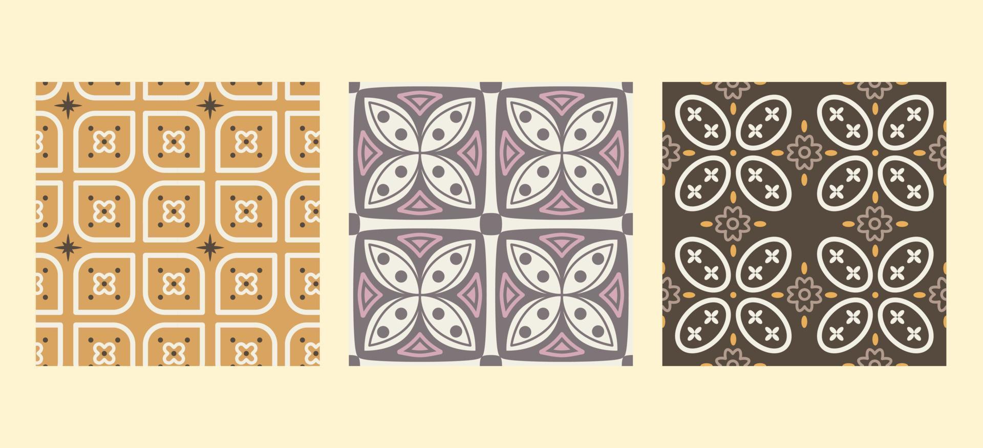 BATIK PATTERN SET. BATIK KAWUNG DESIGN vector