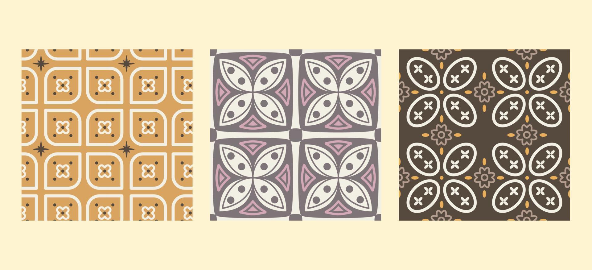 BATIK PATTERN SET. BATIK KAWUNG DESIGN vector