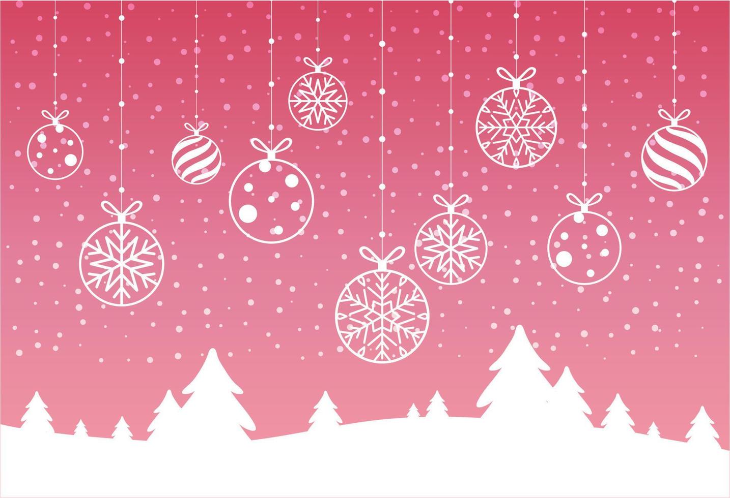 Christmas And New Year Typographical on Pink Xmas background with snowflakes, light, stars. Vector Illustration. Xmas card