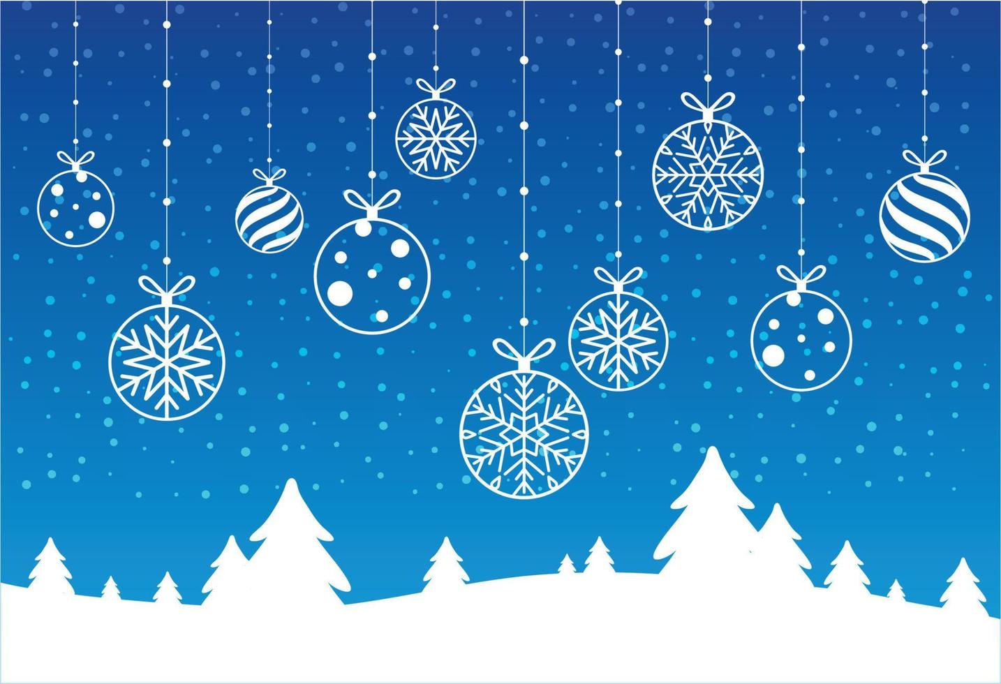 tarjeta azul brillante feliz año nuevo y feliz navidad con bolas de navidad. tarjeta de felicitación o plantilla de póster festivo. fondo vectorial vector