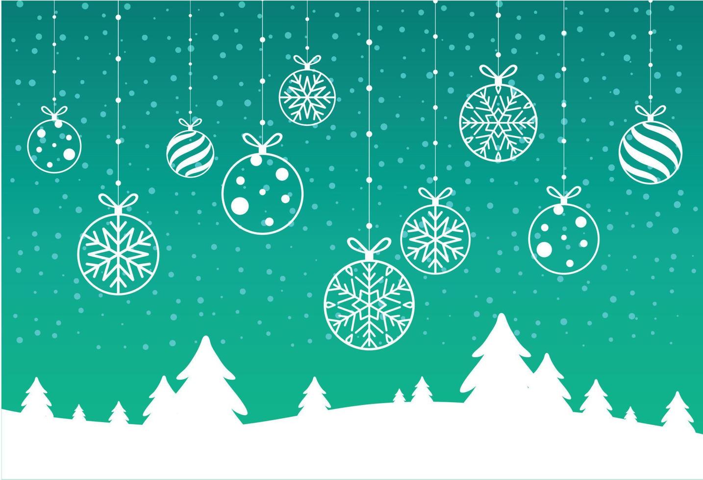Blue shiny Happy New Year and Merry Christmas card with Christmas balls. Greeting card or festive poster template. Vector background.