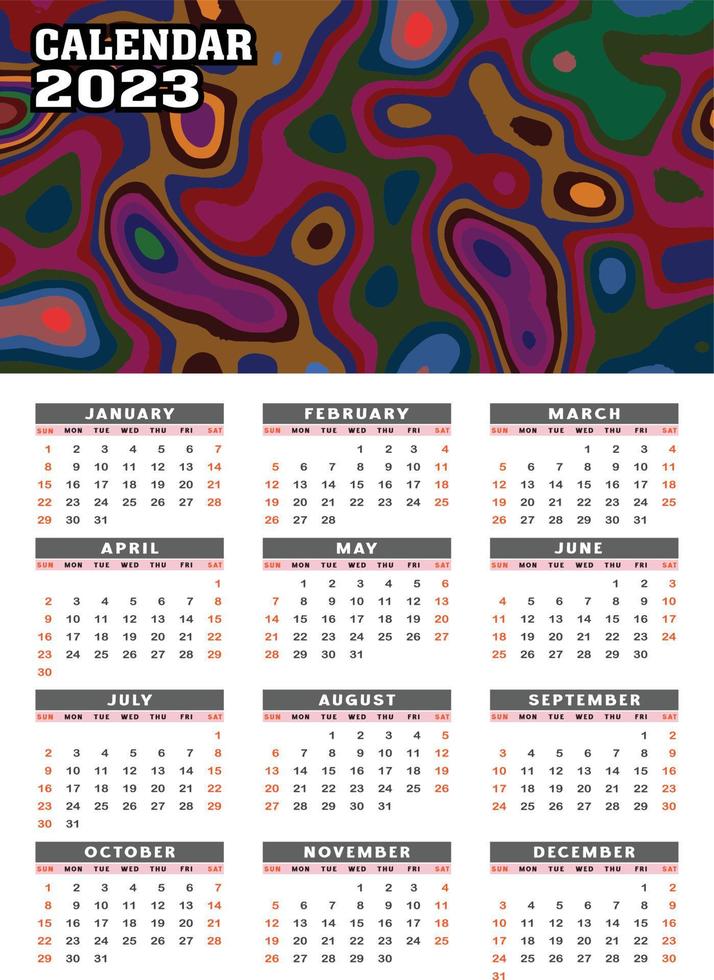 2023 Wall Calendar Template Design vector