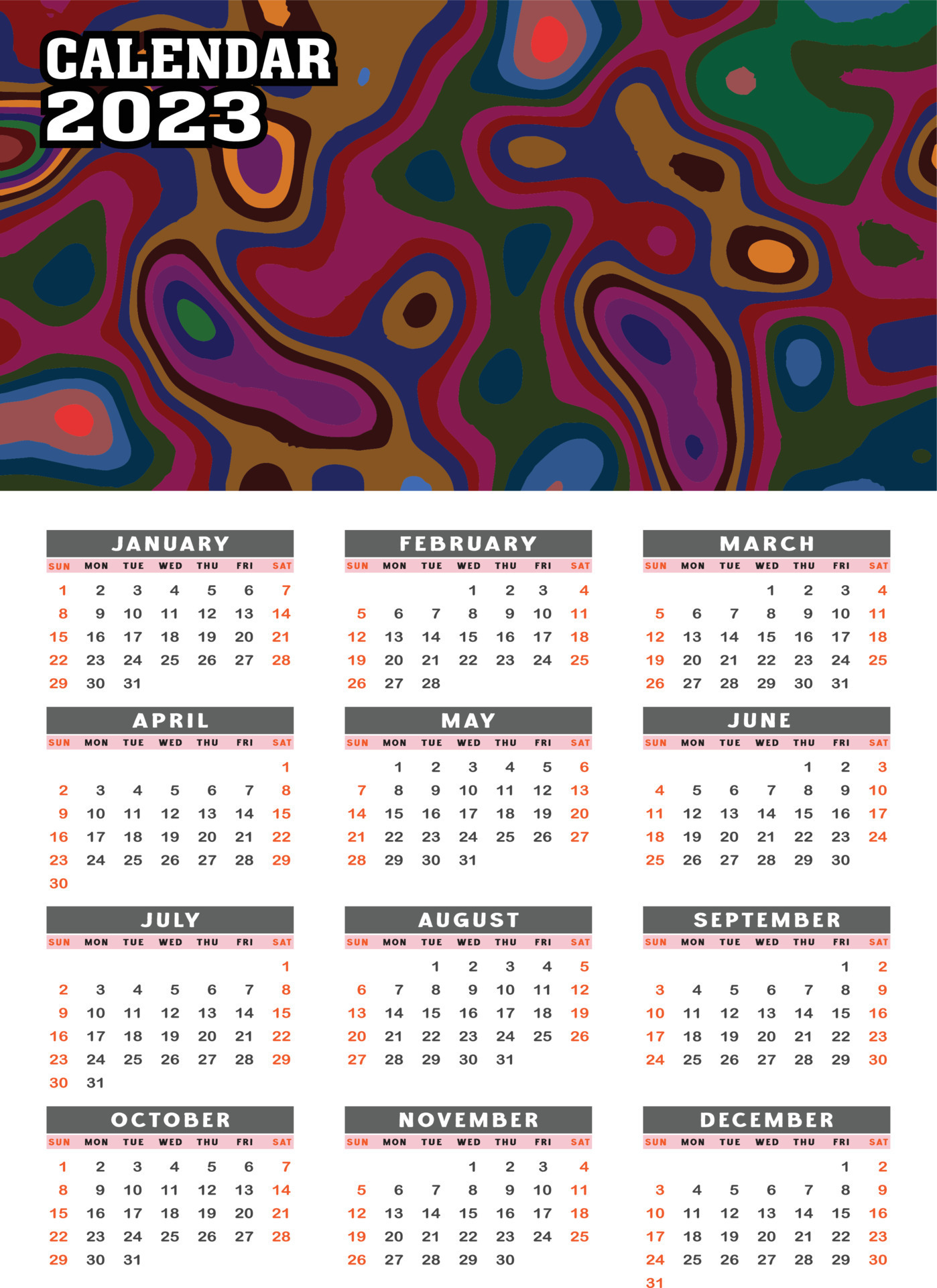 2023 wall calendar template design 13992324 vector art at vecteezy
