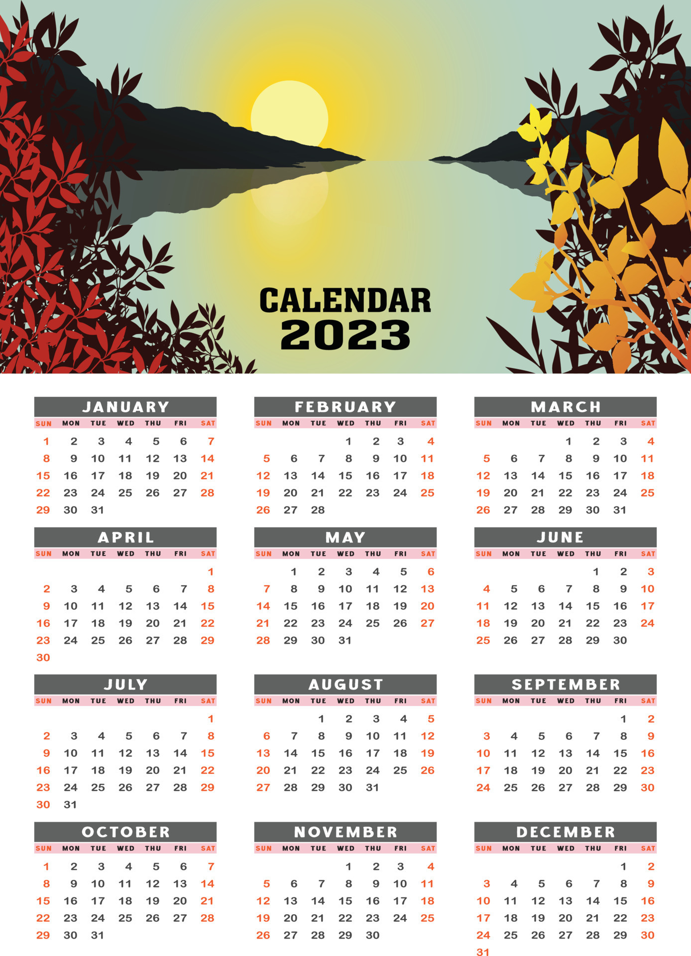 2023 simple calendar templates design 13992325 vector art at vecteezy