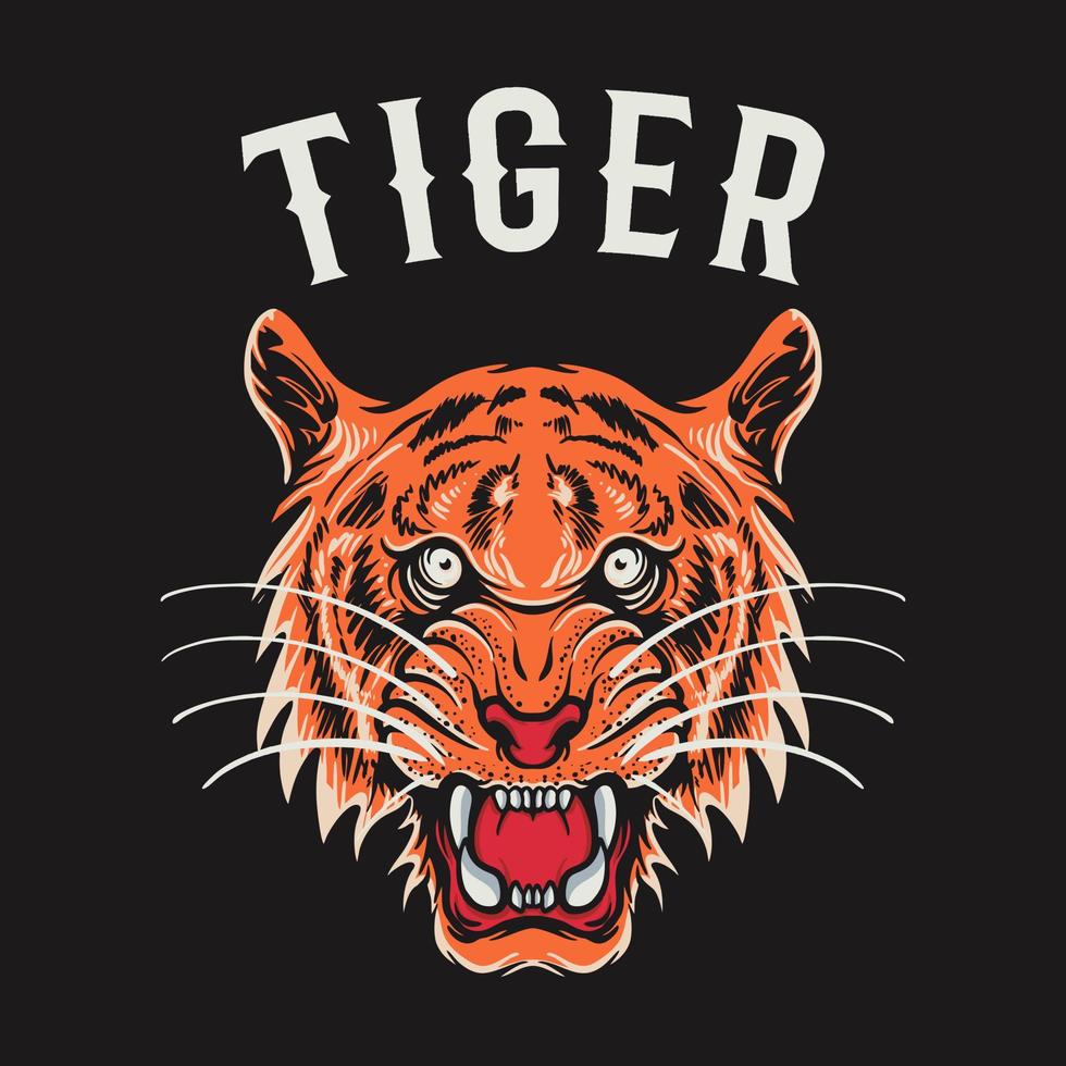 tigre, cabeza, naranja, vector, ilustración vector